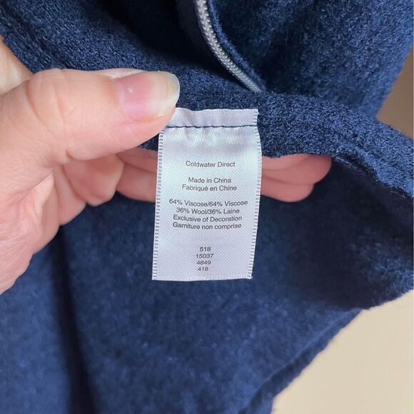 Coldwater Creek Wool Blend Blue Tunic full-zip Sweater size S - Picture 7 of 9